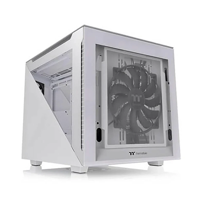 Thermaltake Divider 200 TG Snow | Micro-ATX-PC-Gehäuse | 3 x gehärtetes 3mm Glasseitenteil | weiß