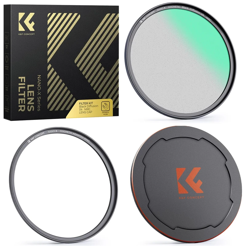 K&F CONCEPT 67mm Magnetic 1/4 Black-Mist Filter with Cap, Soft Black Diffusion Quick Switch Optical Glass for DSLR Cameras (Nano-X Series)