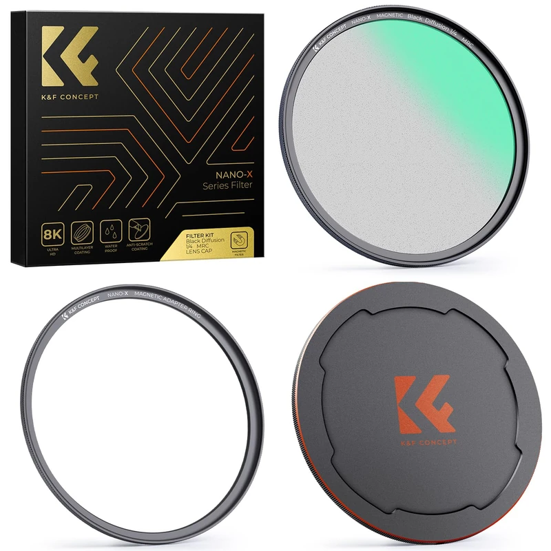 K&F CONCEPT 49mm Magnetic 1/4 Black-Mist Filter with Cap, Soft Black Diffusion Quick Switch Optical Glass for DSLR Cameras (Nano-X Series)