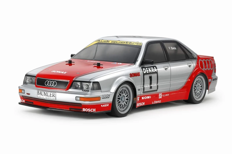 TAMIYA 58699 1:10 Audi V8 1992 Touring Car (TT-02) - Remote Controlled Car, Vehicle, Model Making, Assembly, Hobby, RC Kit, Unpainted