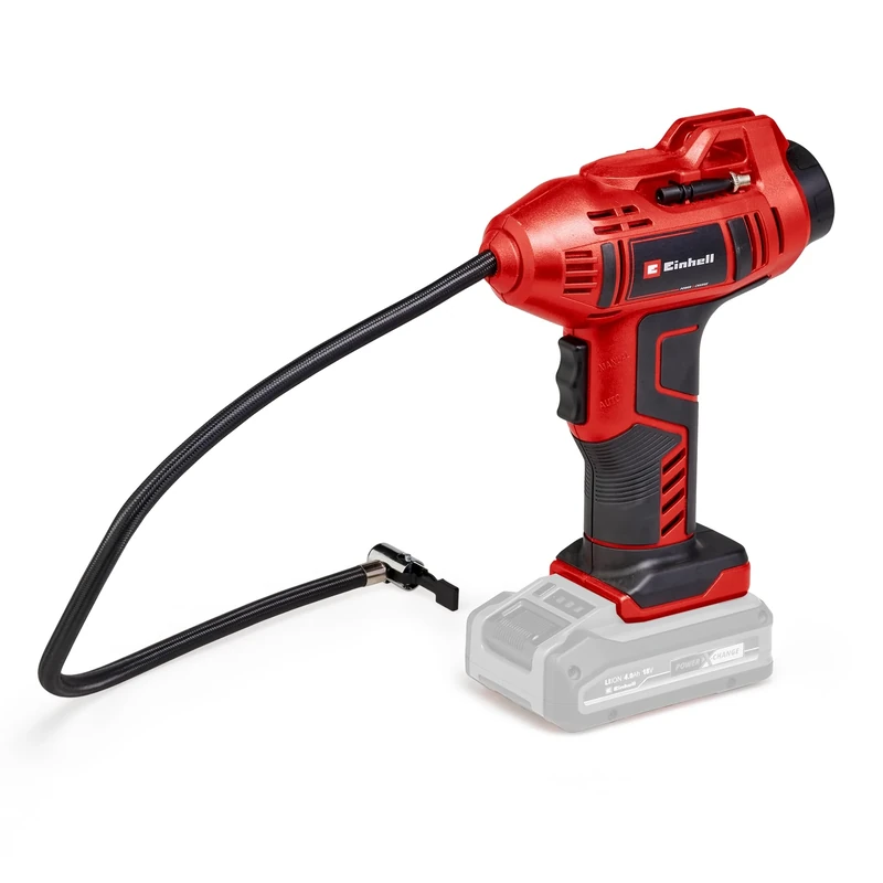 Einhell Cordless Car Tyre Inflator Air Compressor 18V Power X-Change, Max. 11 bar, 60cm Compressed Air Hose, Automatic Shut-Off Function Without Battery CE-CC 18 Li Solo