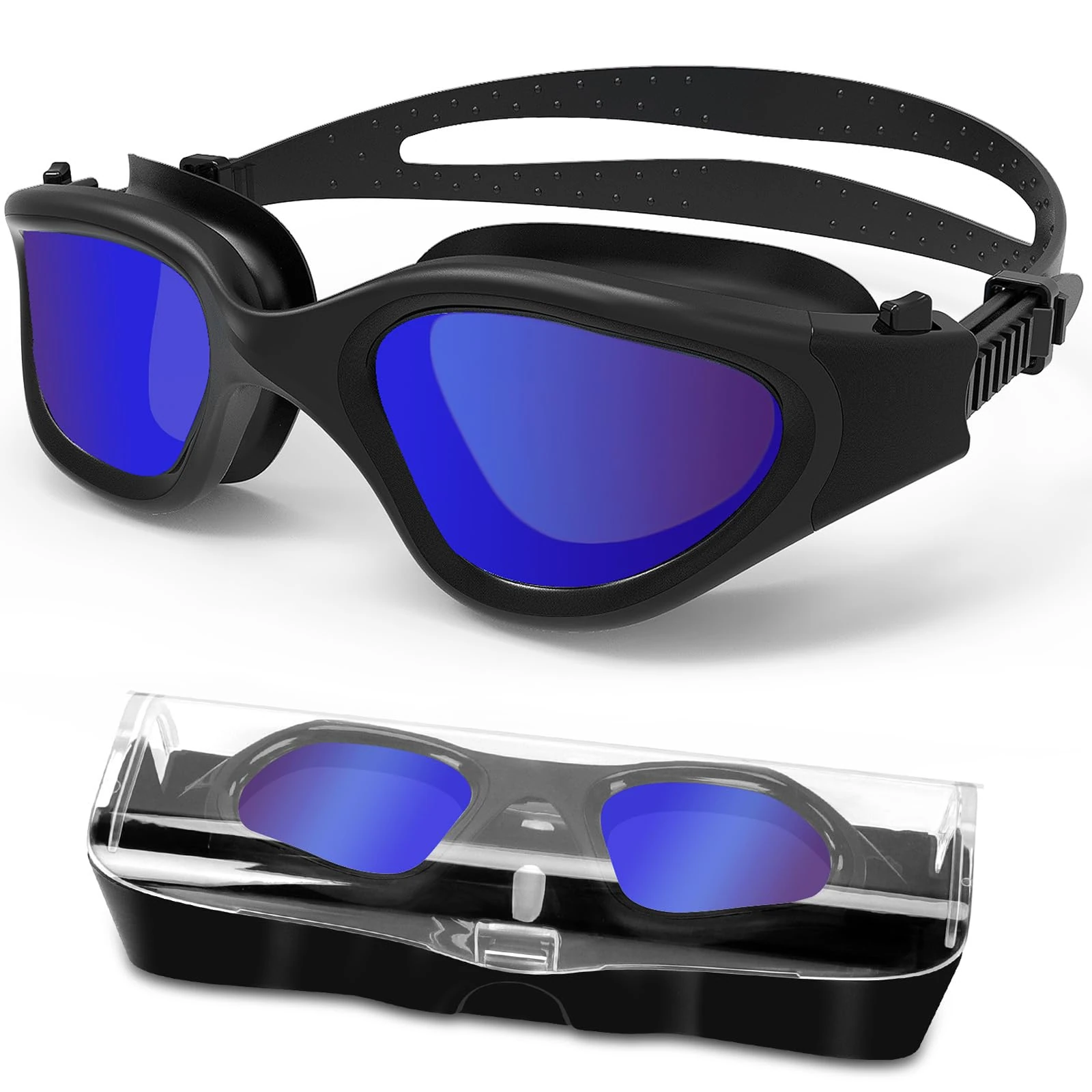 HotSrace Polarized Swimming Goggles Anti Fog Anti UV No Leakage, Swim Goggles with Soft Silicone Clear Vision Easy to Adjust for Adults Men Women Teenager