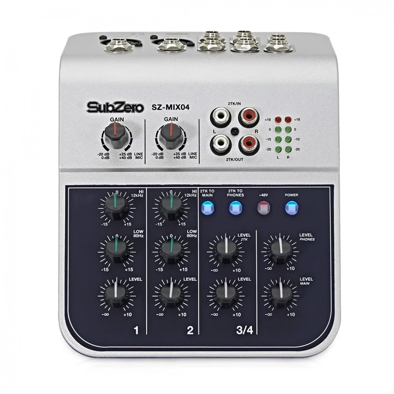 SUBZERO 4-Channel Audio Mixer - 2 Mic Inputs & On-Board EQ - Image 1