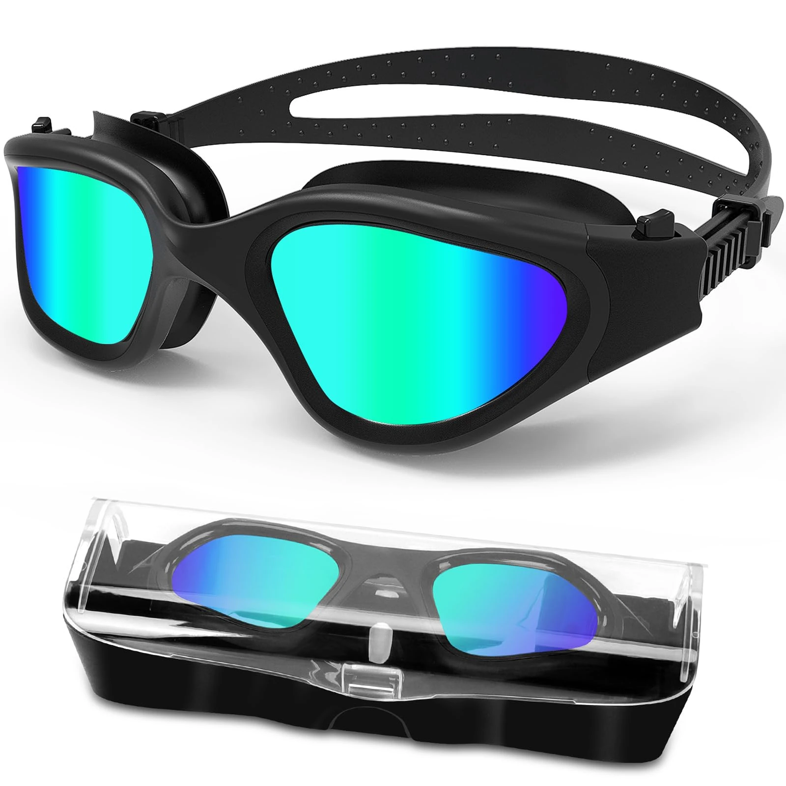 HotSrace Polarized Swimming Goggles Anti Fog Anti UV No Leakage, Swim Goggles with Soft Silicone Clear Vision Easy to Adjust for Adults Men Women Teenager