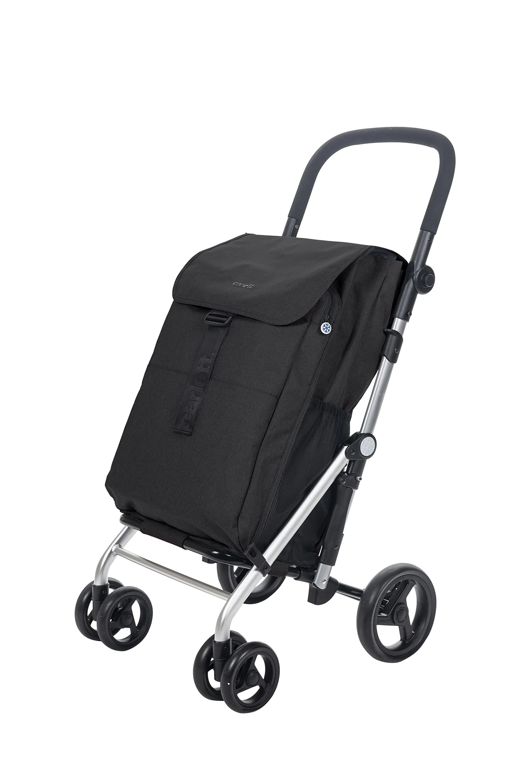 Carlett - Classic Family Lett470 | Shopping Cart | Foldable Supermarket Trolley with 4 Rain-Resistant Wheels | Large Capacity of 64 L | Main Bag 32 kg, Thermal Bag 12 L | Black Color.