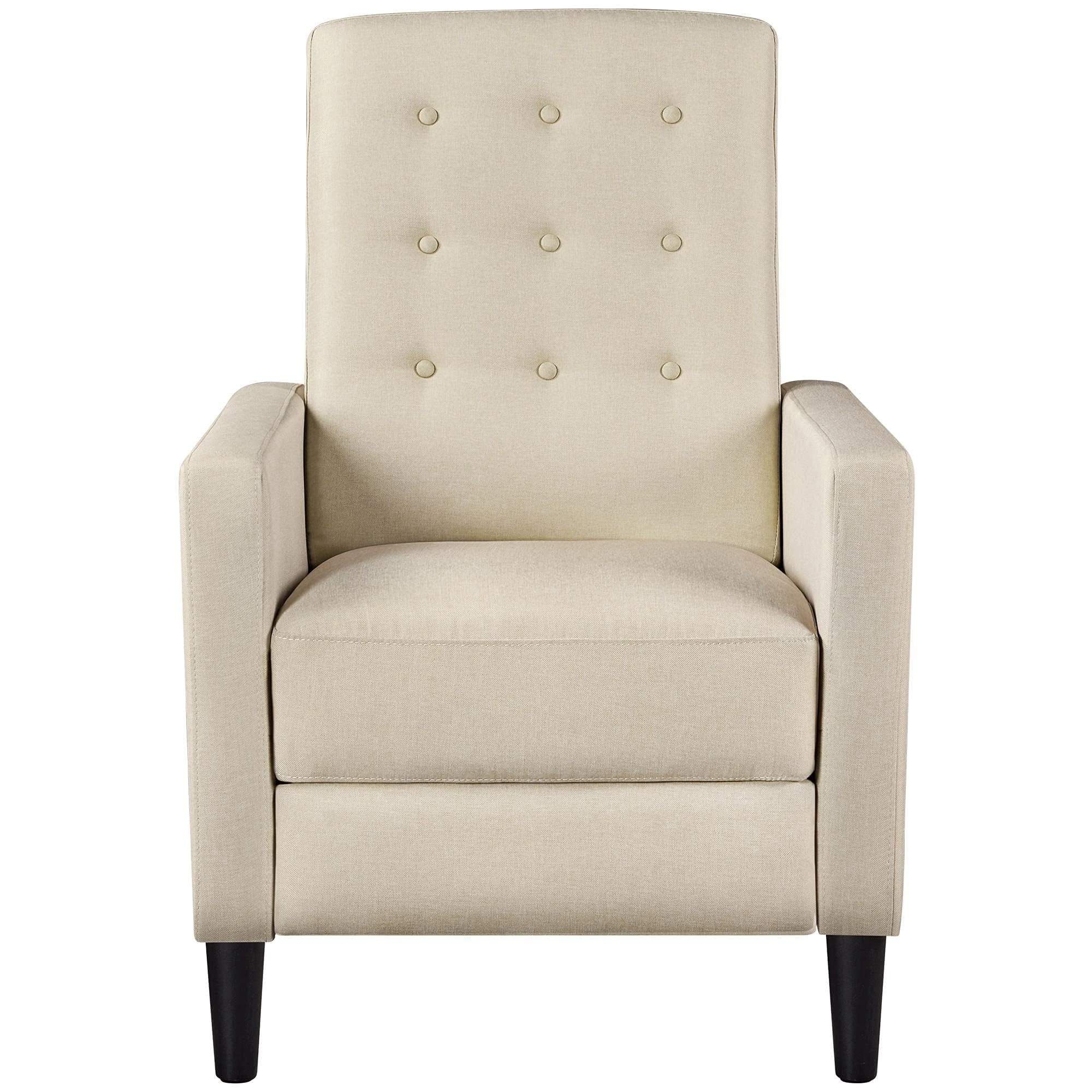 Yaheetech Fabric Reclining Chair Single Armchair Adjustable Upholstered Sofa with Soft Padded Seat Living Room Bedroom Theater Recliner Beige