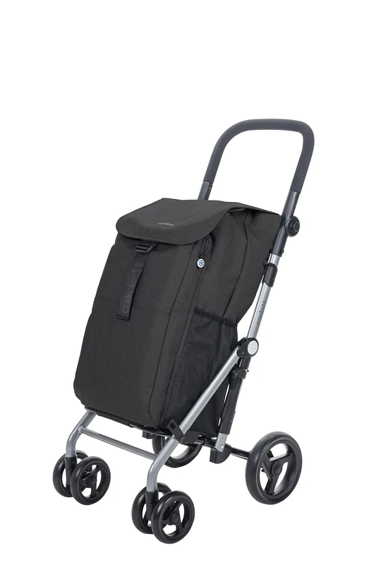 Carlett - Classic Duo Lett 430 | Shopping Cart | Foldable Supermarket Trolley with 4 Rain-Resistant Wheels | Large Capacity of 25kg | Main Bag 53L | Thermal Bag 10L | Black Color.