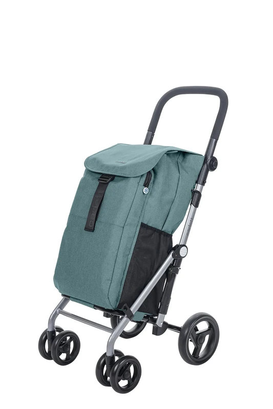Carlett - Classic Duo Lett 430 | Shopping Cart | Foldable Supermarket Trolley with 4 Rain-Resistant Wheels | Large Capacity of 25kg | Main Bag 53L | Thermal Bag 10L | Green Color.