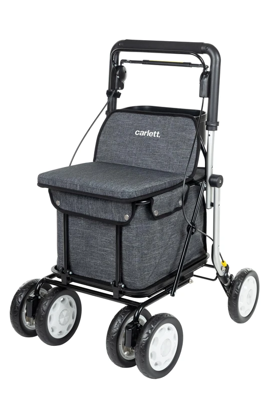 Carlett - Comfort Assist Lett900P | Shopping Cart | 4 Wheeled Folding Cart | Class I Approved Medical Device | Removable Bag 36L/15kg | Storage Tray | Grey Color.