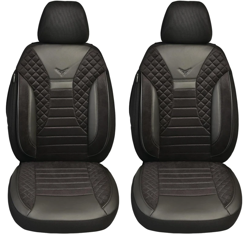 BREMER SITZBEZÜGE Measure Car Seat Covers Compatible with Ford Tourneo Transit Connect 2 Driver & Passenger Set from 2013-2018 / Car Seat Cover Velour Faux Leather Set of 2 in Black