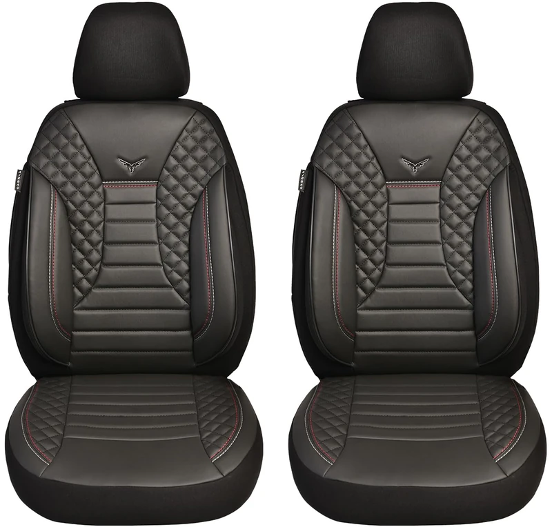 BREMER SITZBEZÜGE Dimensions car seat covers compatible with Fiat Doblo 2 driver and passenger set from 2010 / car seat cover velour faux leather set of 2 in black