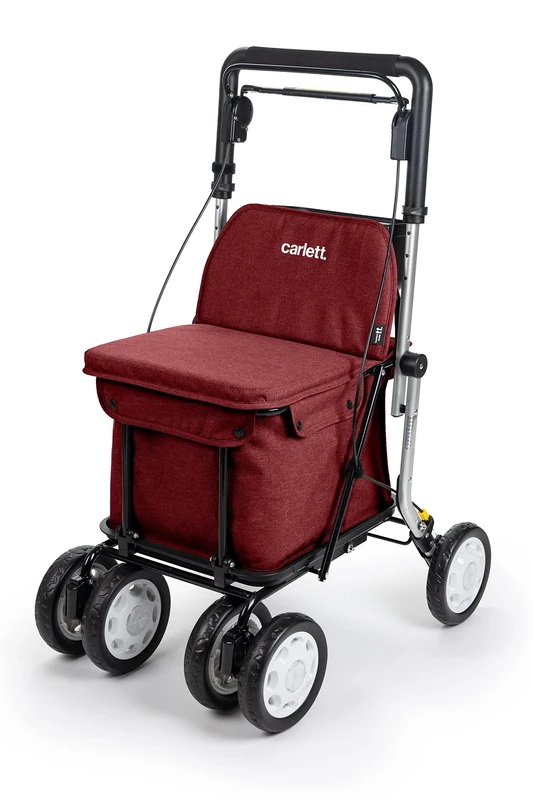 Carlett - Comfort Assist Lett900P | Shopping Cart | 4 Wheeled Folding Cart | Class I Approved Medical Device | Removable Bag 36L/15kg | Storage Tray | Red Color.