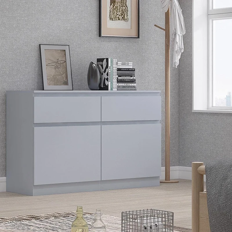 FWStyle Modern Scandinavian Style Sideboard Storage Cabinet, Matt Grey - Image 1