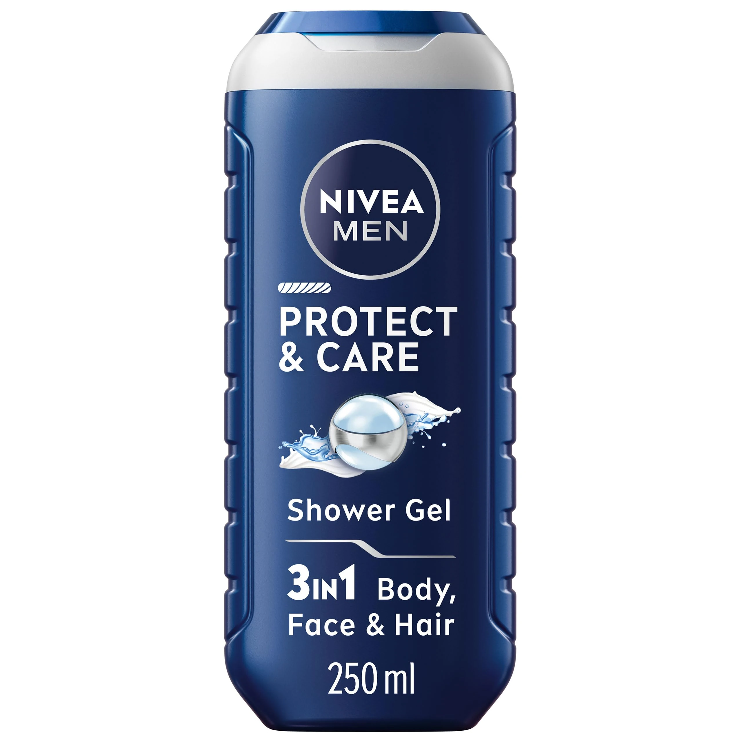 NIVEA MEN Protect & Care Shower Gel (250 ml), Moisturising 3-in-1 Body Wash for Men with Aloe Vera, Energising NIVEA MEN Shower Gel