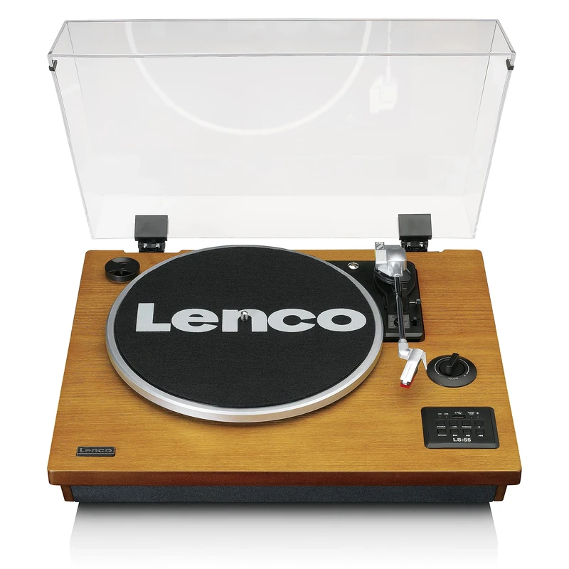 Lenco LS-55 Turntable with Integrated Speakers - Bluetooth Reception - Direct Coding of MP3 on Storage Media - 2 x 5 Watt RMS - USB Input - AUX - Brown