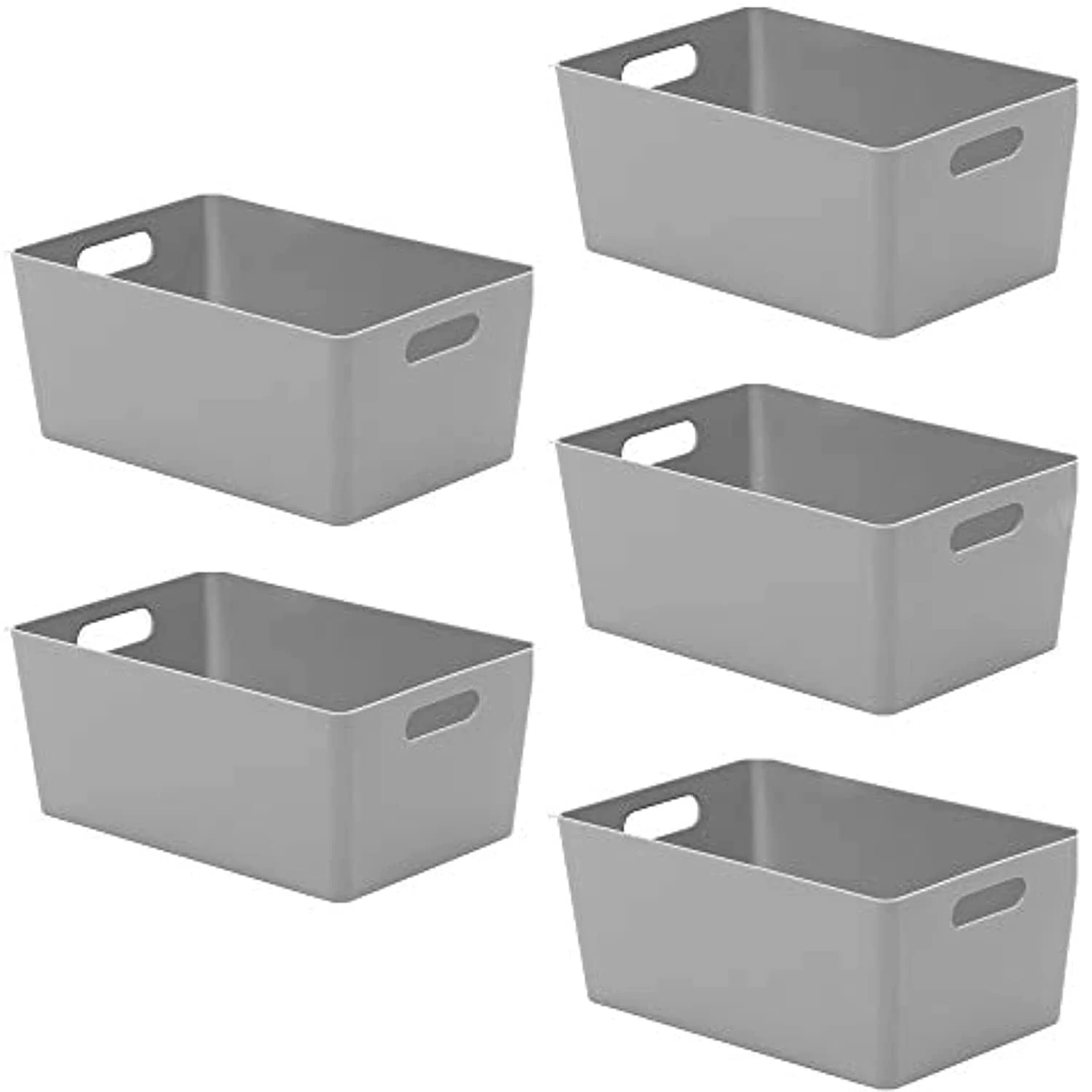 Niftii 5-Pack Plastic Storage Baskets with Sturdy Handles, Lightweight & Durable Design, Ideal for Kitchen, Bathroom, and Cleaning Organisation, 3.9L Capacity, 17 x 25 x 11cm
