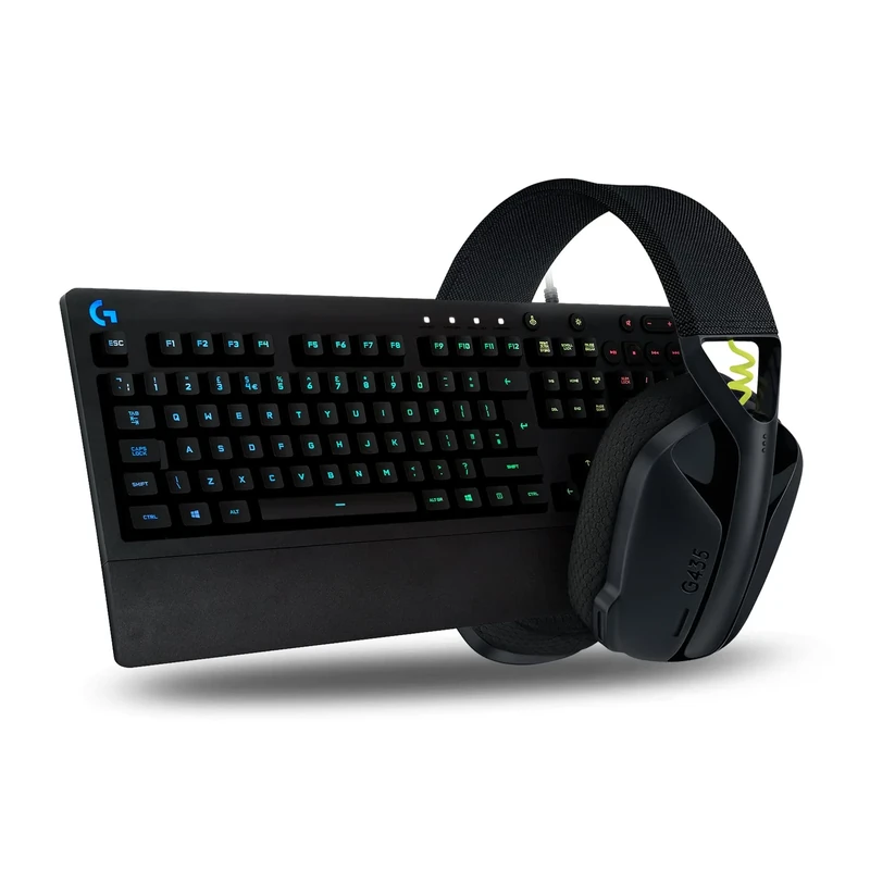 Logitech G213 Prodigy Gaming Keyboard, Black, with G435 LIGHTSPEED and Bluetooth Wireless Gaming Headset, QWERTY UK Layout - Black