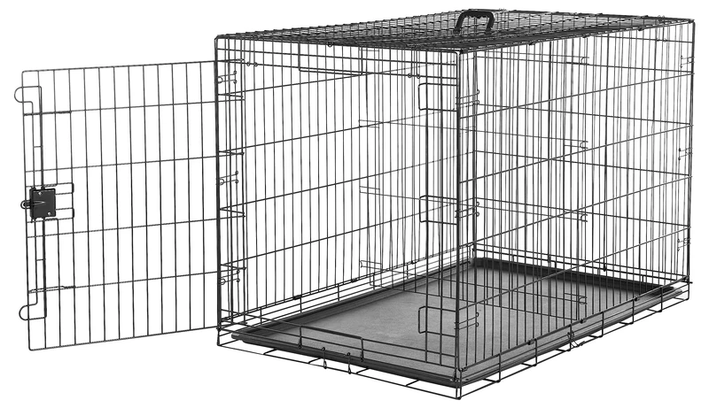 Amazon Basics XXL Metal Dog Crate/Cage with Tray, Durable and Foldable Dog Cage with Single Door, Black, XXL 122cm (48")