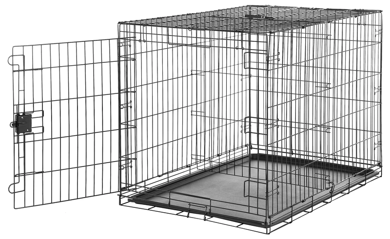 Amazon Basics XL Metal Dog Crate/Cage with Tray, Durable, Foldable Dog Cage with Single Door, 106.7 x 71.1 x 76.2 cm (L x W x H), Extra Large (42"), Black