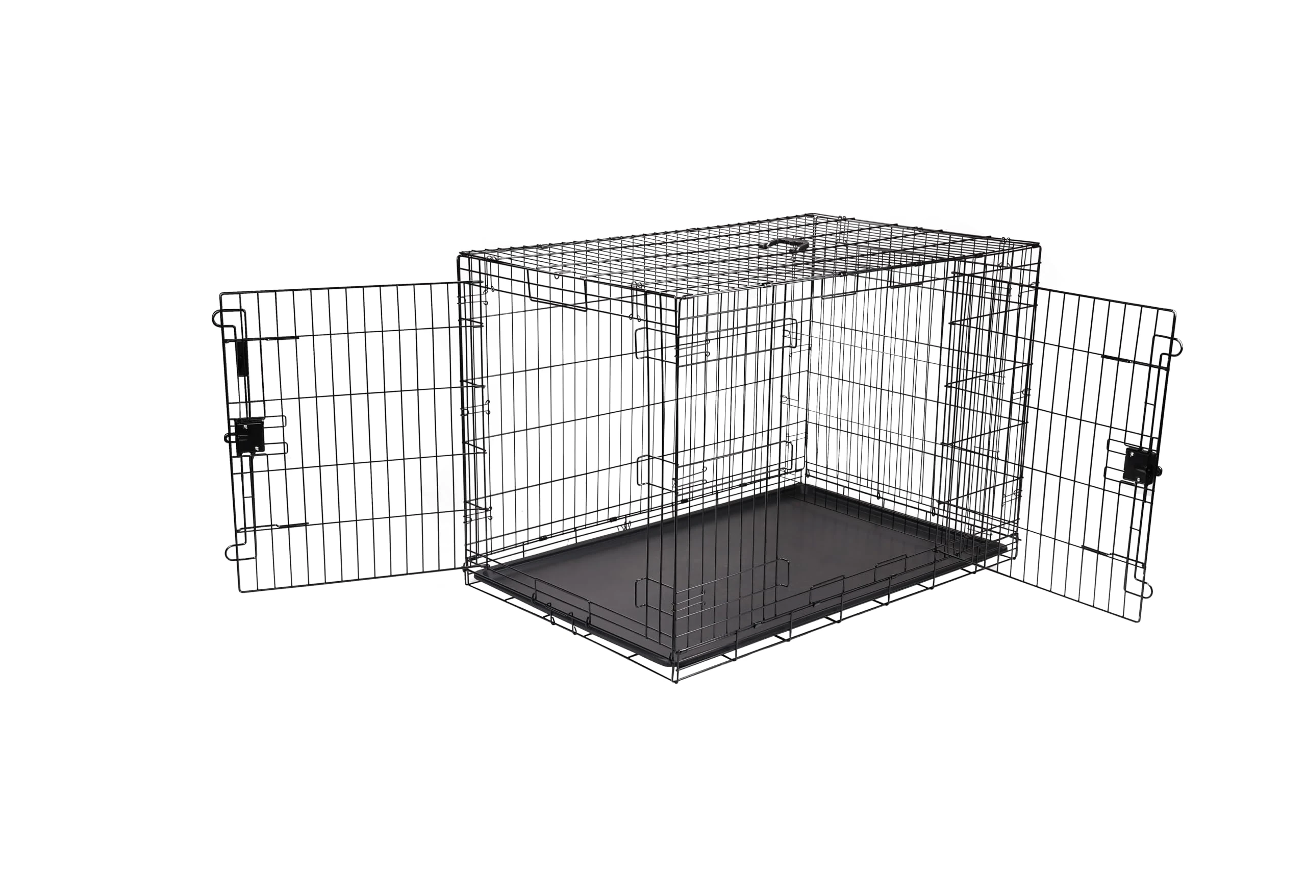 Amazon Basics XXL Metal Dog Crate/Cage with Tray, Durable and Foldable Dog Cage with Double Door, Black, XXL 122cm (48")