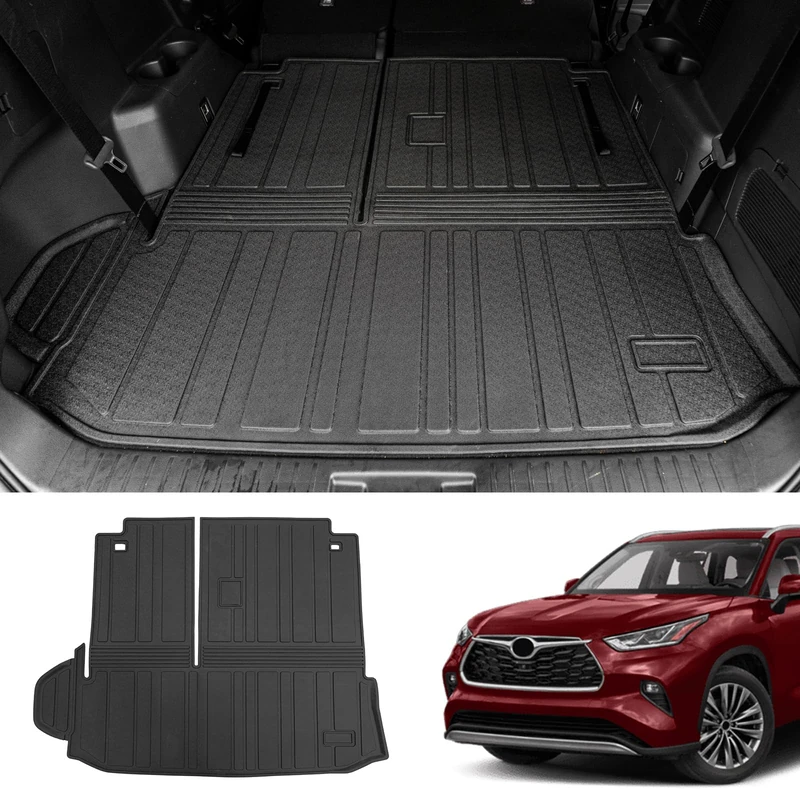 Bomely Cargo Mat Compatible with 2020-2023 Toyota Highlander Trunk Mat Cargo Liner TPE Back Seat Cover Protector 2022 7 Seats Highlander Accessories (2020-2023, Trunk Mat with Backrest Mat)