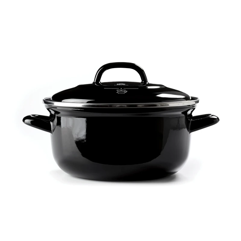 BK Indigo Dutch Heritage Round German Enamelled Casserole with Lid with PFAS-Free Ceramic Non-Stick Coating, 24 cm/4.2 Litre, Induction, Dishwasher Safe, Oven Safe, Black