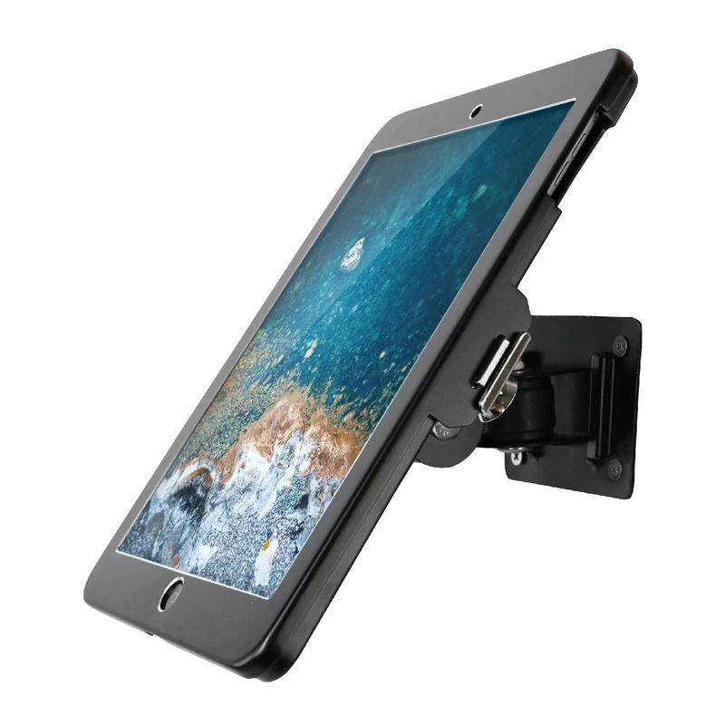 WeSTRUGGLE On Wall Mount Bracket for iPad 9.7" (6th, 5th Gen, Air 1 & 2, Pro), Anti-Theft Lock, Rotate Design, Multi-Angle, Metal (Black)