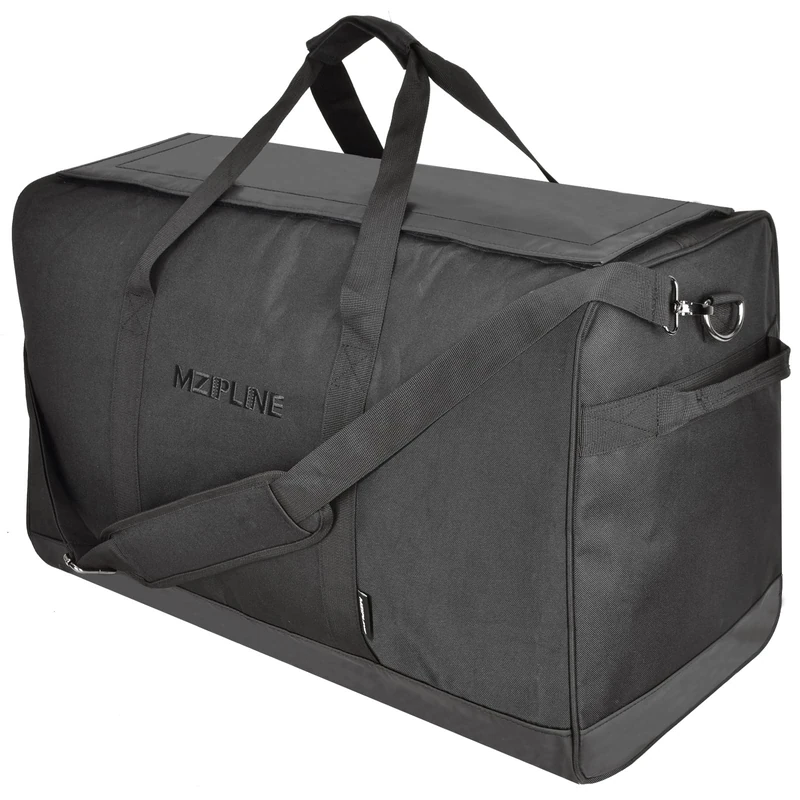 MZIPLINE SmellProof Large Scent Odor Proof Sport Gym Overnight Weekender Duffel Bag, Big Capacity Stash Travel with Carbon Lining, Black, L