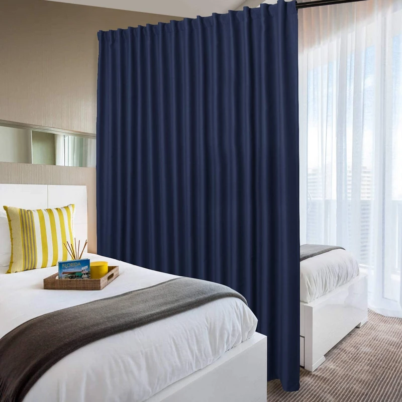 DWCN Patio Sliding Door Curtains - Extra Wide Curtains for Glass Door, Privacy Room Divider Blackout Thermal Curtain Panel with Back Tab & Rod Pocket for Bedroom Partition, 120 x 84 Inches, Navy