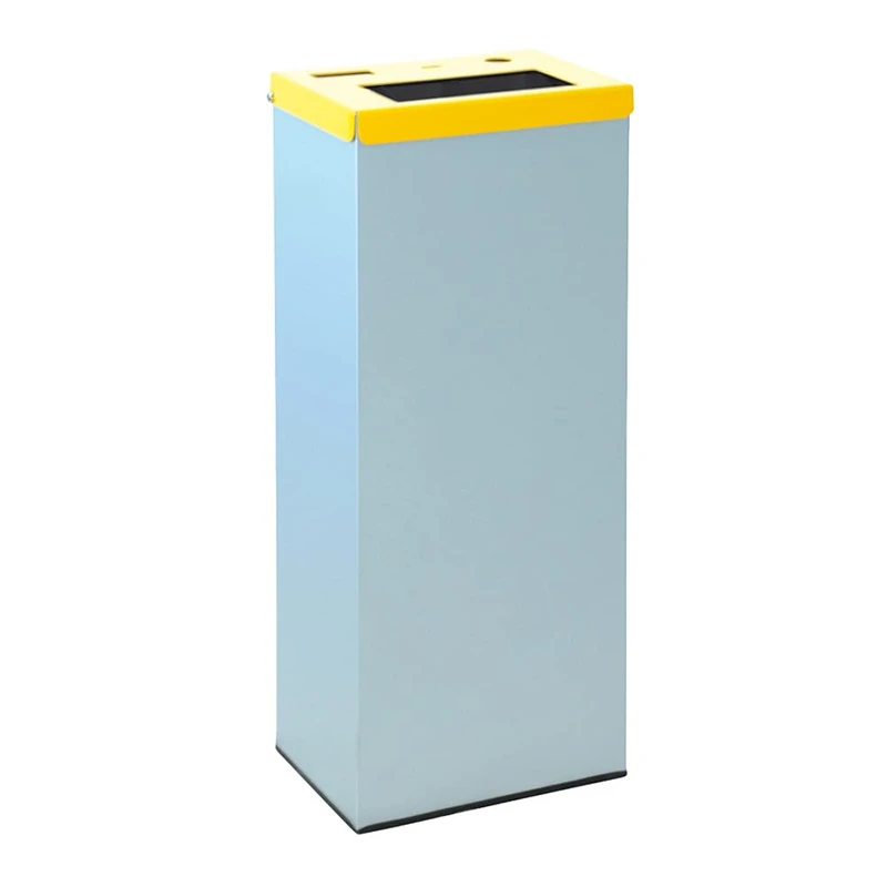 OFITURIA® Metal Recycling Bin Capacity 76 litres Silver Colour Container with Hinged Lid for Waste
