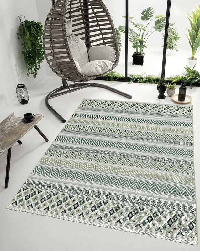 Mia's Teppiche Martina In- and Outdoor Rug green - design 2-140x200 cm
