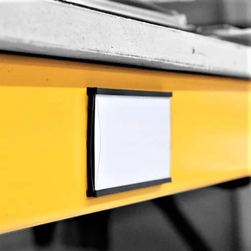 Self Adhesive Label Ticket Holders for Warehouse Racking - 50mm x 80mm - Easy Update of Product Info - Pack of 100