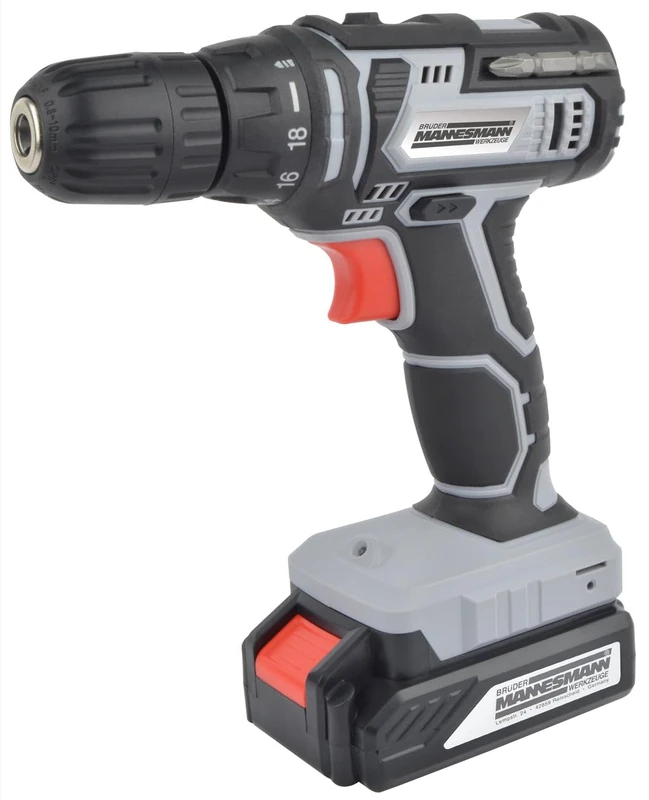 Brüder Mannesmann M17690 Cordless Drill, 20 Volt, Lithium-Ion, 2-Gear, 2 Batteries