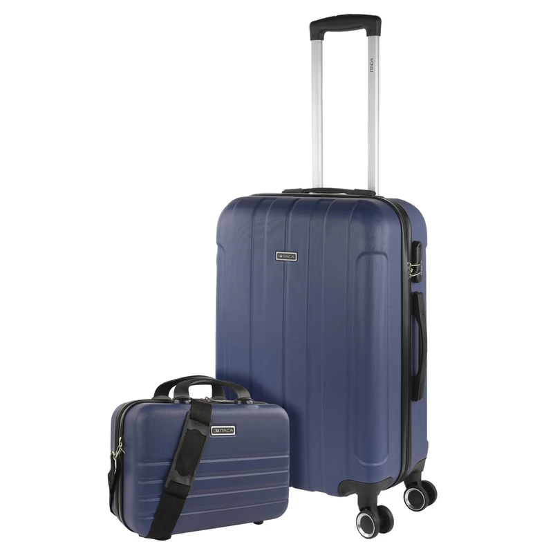 ITACA - Maletas de Viaje Rígidas ABS - Maleta de Viaje Cabina, Maleta Mediana y Maleta Grande - ASA Telescópica, 4 Ruedas Giratorias y Candado de Combinación, Azul Vaquero