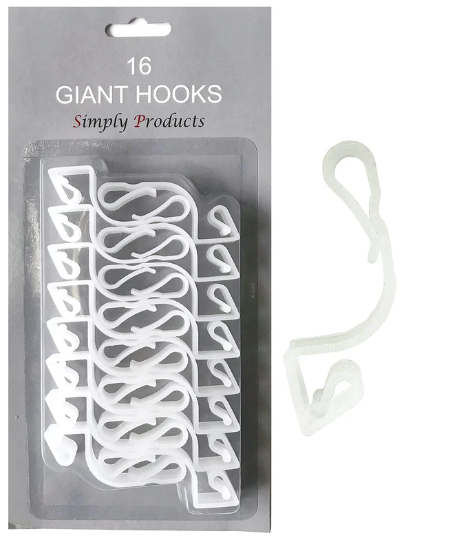 16 Giant Christmas Gutter Hooks Weatherproof Plastic for Hanging Outdoor Christmas String Lights, Fairy Lights or Rope Lights Gutter Clips - (Clear)