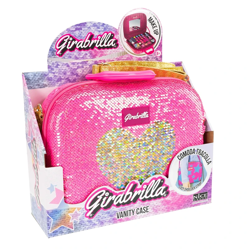 Nice Group - Girabrilla Make Up Case - Makeup Case 02550C - Pink Heart Gold - Image 1