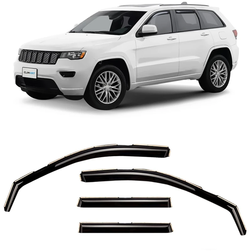 CLIM ART in-Channel Incredibly Durable Rain Guards for Jeep Grand Cherokee 2011-2020, Original Window Deflectors, Vent Deflector, Vent Window Visors, Dark Smoke Car Accessories, 4 pcs - 611032LPf