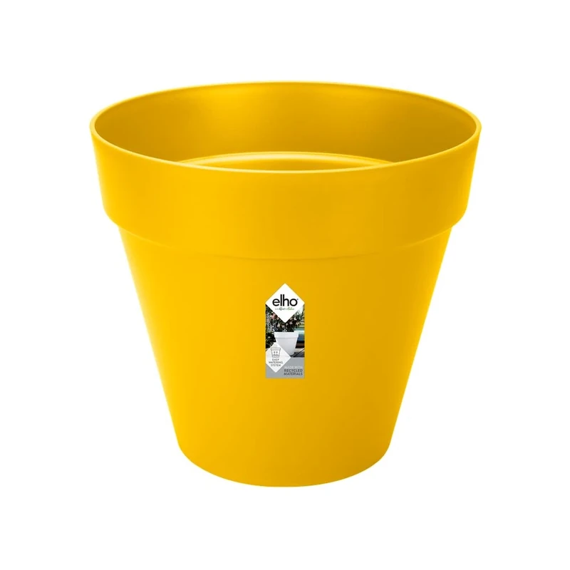 elho Loft Urban Round 50 - Large Plant Pot Outdoor - 100% Recycled Plastic - Ø 48.5 x H 44.5 cm - Yellow/Ochre