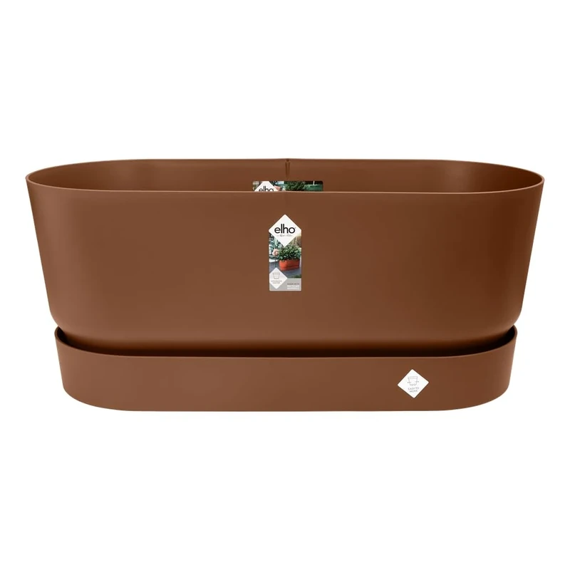 elho Greenville Trough 80 - Planter for Outdoor - 100% Recycled Plastic - Ø 78.0 x H 33.5 cm - Brown/Ginger Brown