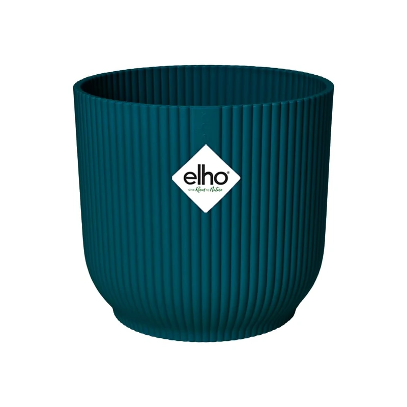 elho Vibes Fold Round Wheels 35 - Flower Pot from 100% Recycled Plastic - Indoor plant pot - Ø 34.9 x H 32.4 cm - Blue/Deep Blue