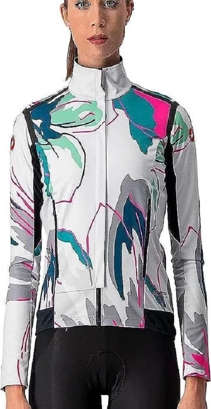 CASTELLI 4521526-870 PERFETTO RoS W LS Jacket Women's Silver Gray/Teal Blue-Flowers S