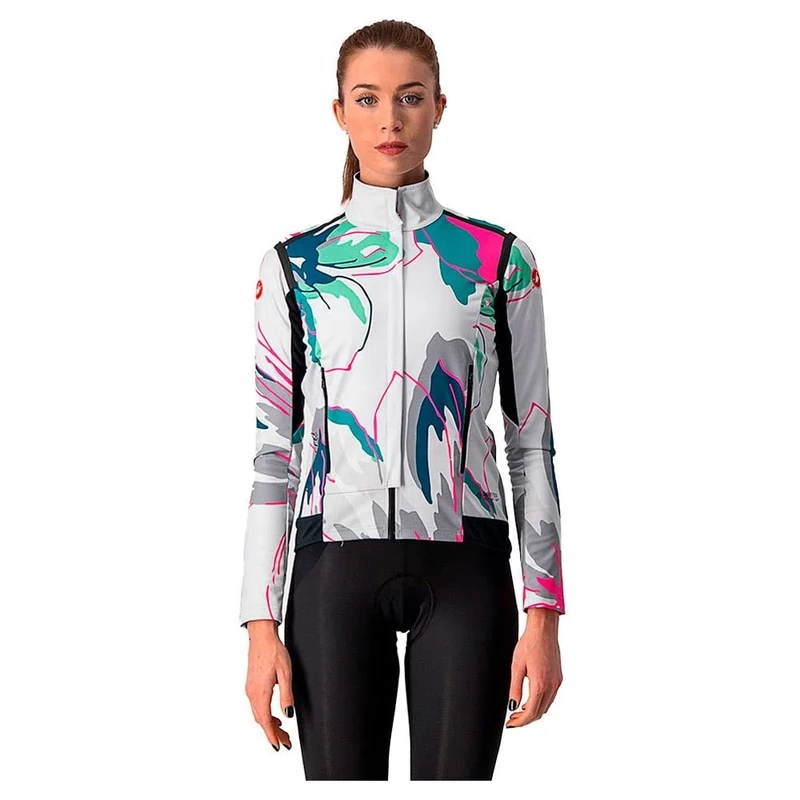 CASTELLI 4521526-870 PERFETTO RoS W LS Jacket Women's Silver Gray/Teal Blue-Flowers M