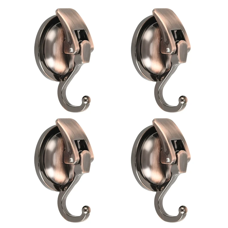 Mnixy Heavy Duty Vacuum Suction Cup Hooks Powerful Suction Cup Hooks Wreath Hanger for Bathroom&Restroom Shower (Bronze, 4Pack)