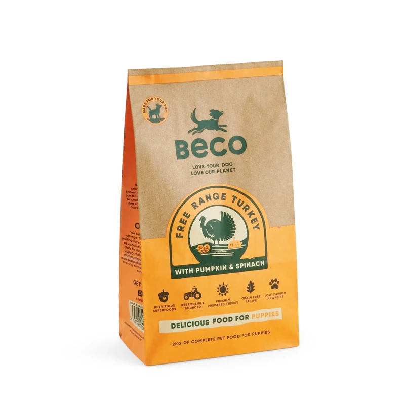 Beco Free Range Turkey with Pumpkin & Spinach - 6kg - Natural & Grain Free Complete Dry Puppy Food