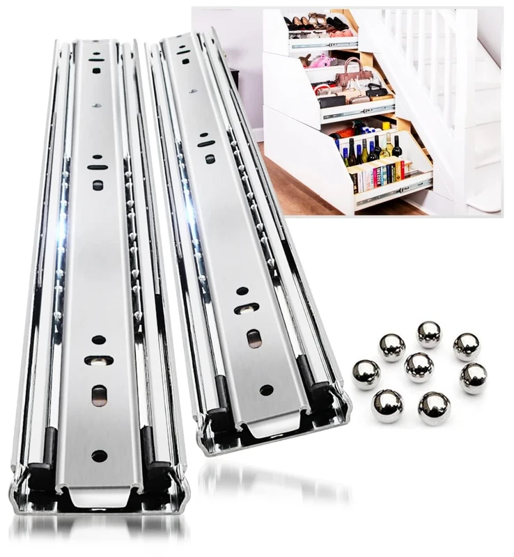 Heavy Duty Drawer Runners Slides Full Extension 300 350 400 450 500 550 650 700 800 850 900 950 400mm Ball Bearing Rails Track Guide Glides 54kg 1pair (Without Lock, 34 inch(850mm))