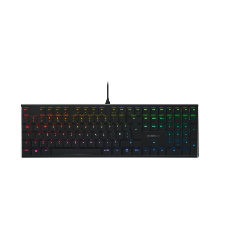 CHERRY MX 10.0N RGB, Flat Mechanical Gaming Keyboard, UK Layout (QWERTY), Wired, Original CHERRY MX LOW PROFILE RGB SPEED Switches, Black