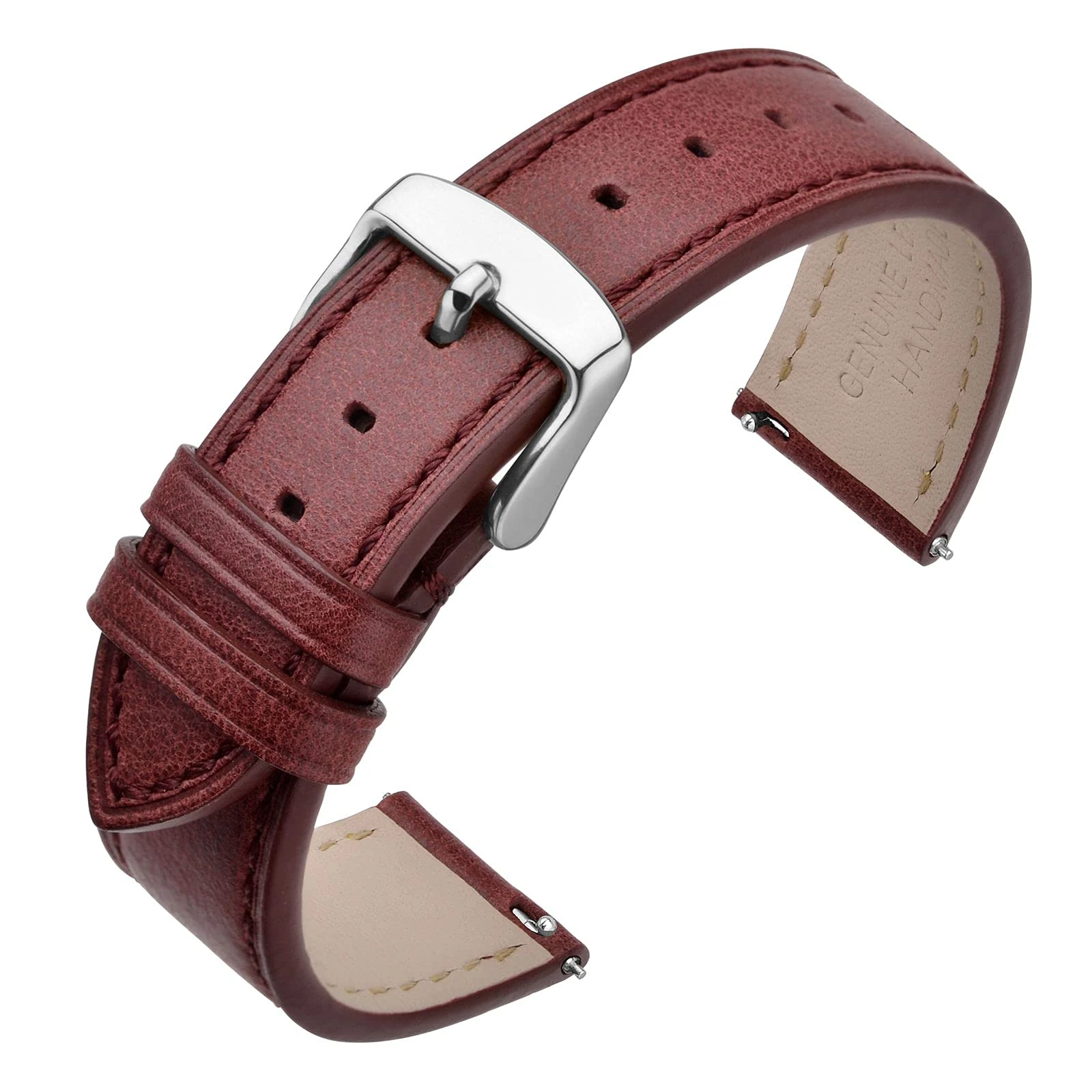 ANNEFIT Watch Straps 18mm - Classic Oil Wax Leather Quick Release Watch Band with Stainless Silver Buckle (Red)