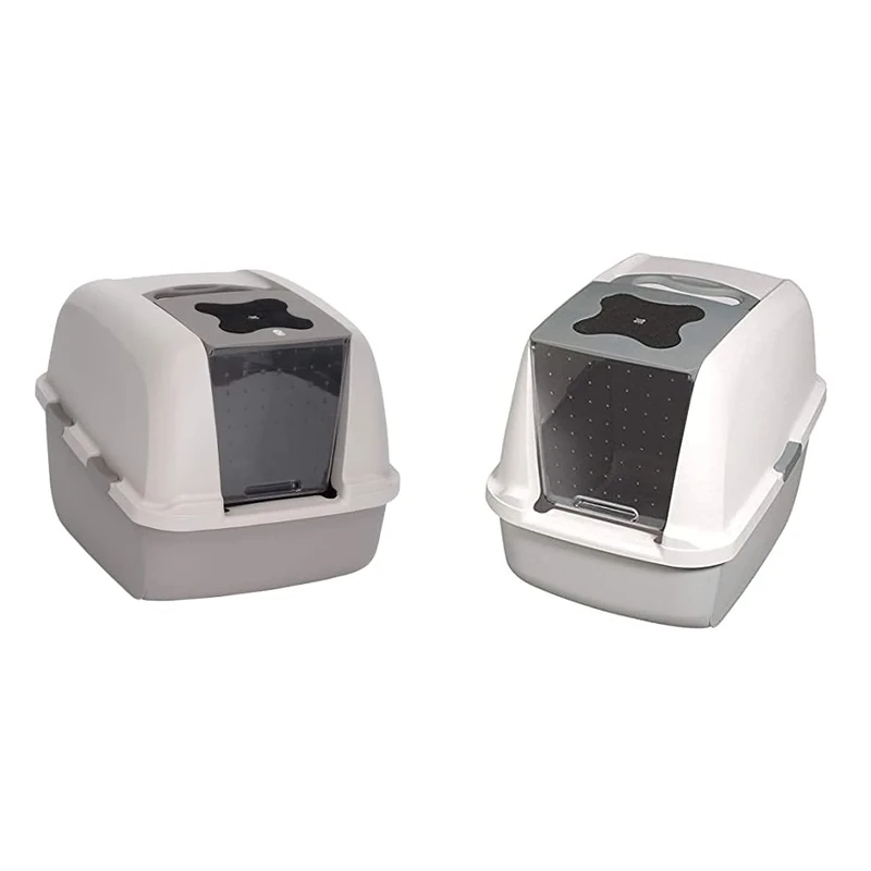 Catit Jumbo Hooded Cat Pan, Grey & Hooded Cat Pan, Grey, 57 x 46.5 x 39 cm (L x H x W)