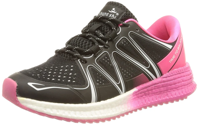chung shi Women's Duxfree run2balance Flow Laufschuh, Schwarz/Pink, 41 EU