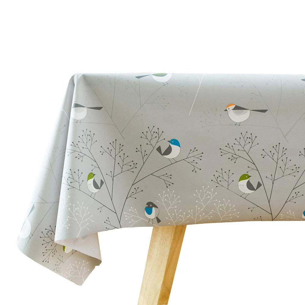 Plenmor Table Cloth Wipe Clean Tablecloth Waterproof Wipeable Plastic PVC Table Cover Protector Rectangular for Kitchen Picnic Outdoor Indoor (137x275 cm, Birds)